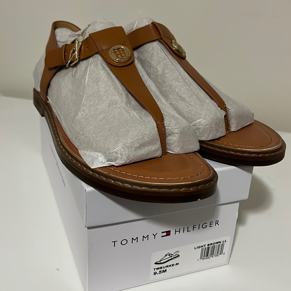 Camel and gold Tommy Hilfiger sandals